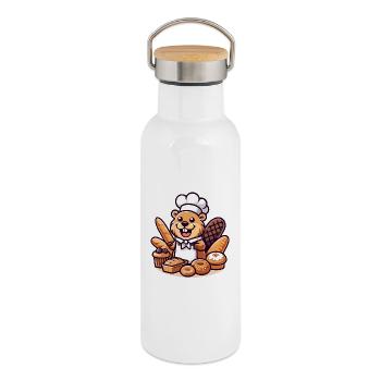 Baker Beaver: The Pastry Pro - Thermal Bottle with Bamboo Lid - white - Right
