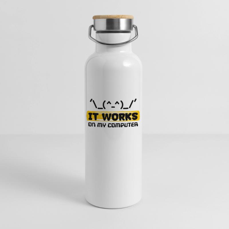Coden Skripting Computerfreak Developer Statement Thermosflasche mit Bambusdeckel