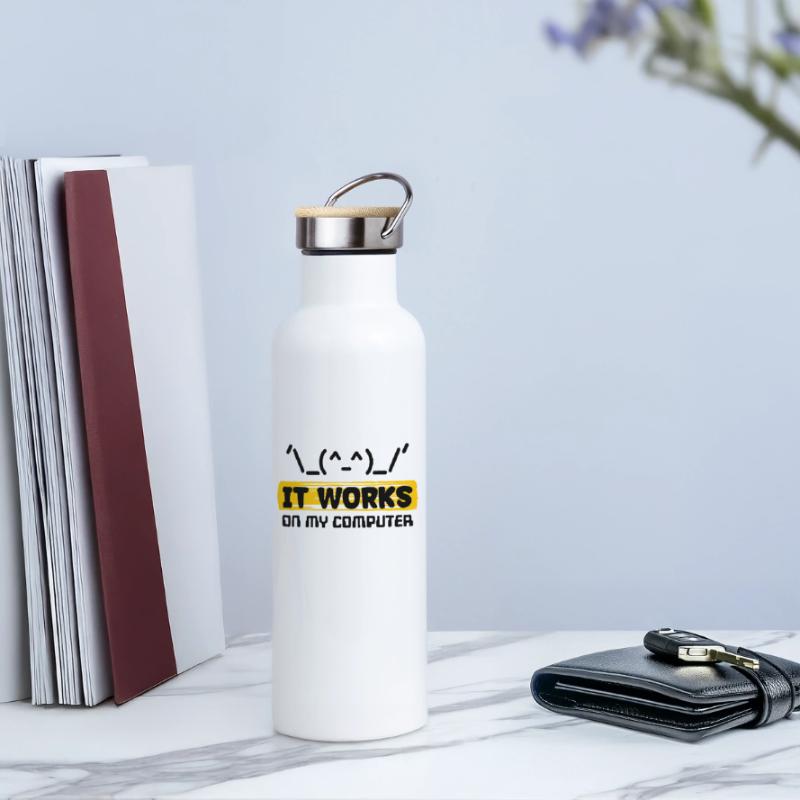 Coden Skripting Computerfreak Developer Statement Thermosflasche mit Bambusdeckel