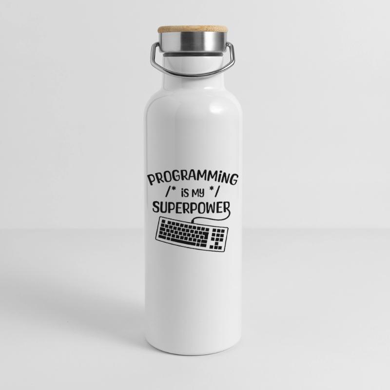 Computerfreak Statement Developer Programmierer Thermosflasche mit Bambusdeckel