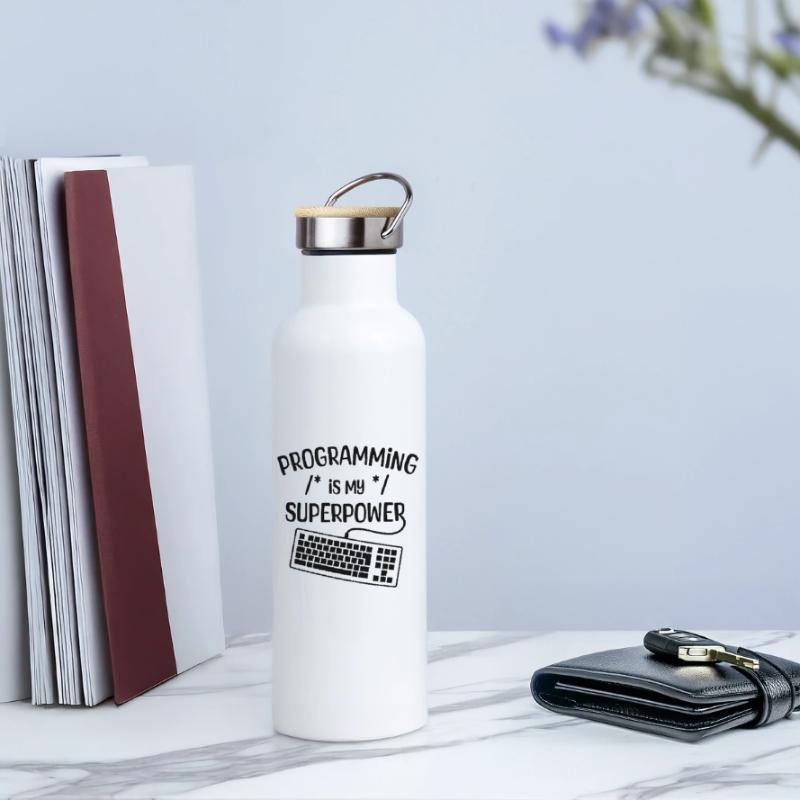 Computerfreak Statement Developer Programmierer Thermosflasche mit Bambusdeckel