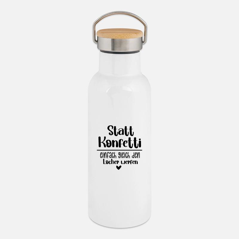 Hole Punch Confetti Throw - Thermal Bottle with Bamboo Lid - white