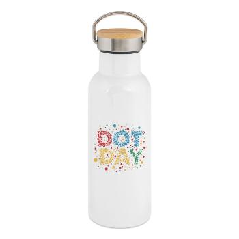 DOT-TAG - Thermosflasche mit Bambusdeckel - Weiß - Rechts