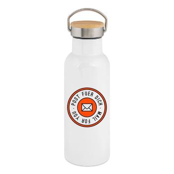 Post fuer dich dreifarbig - Thermosflasche mit Bambusdeckel - Weiß - Rechts