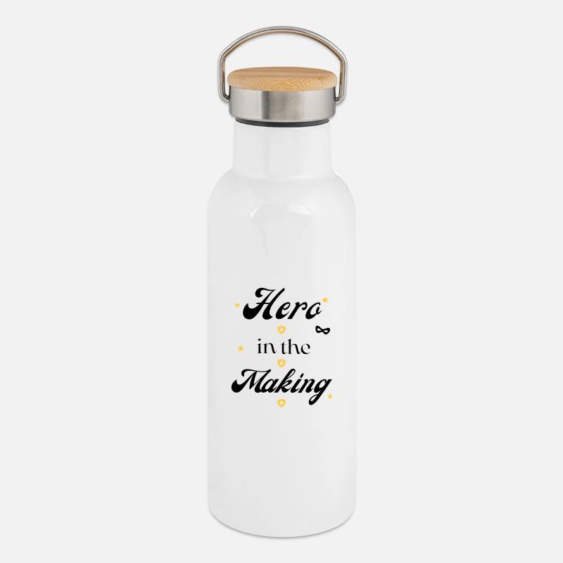 Galaxie Wächter Design - Thermosflasche mit Bambusdeckel - Weiß
