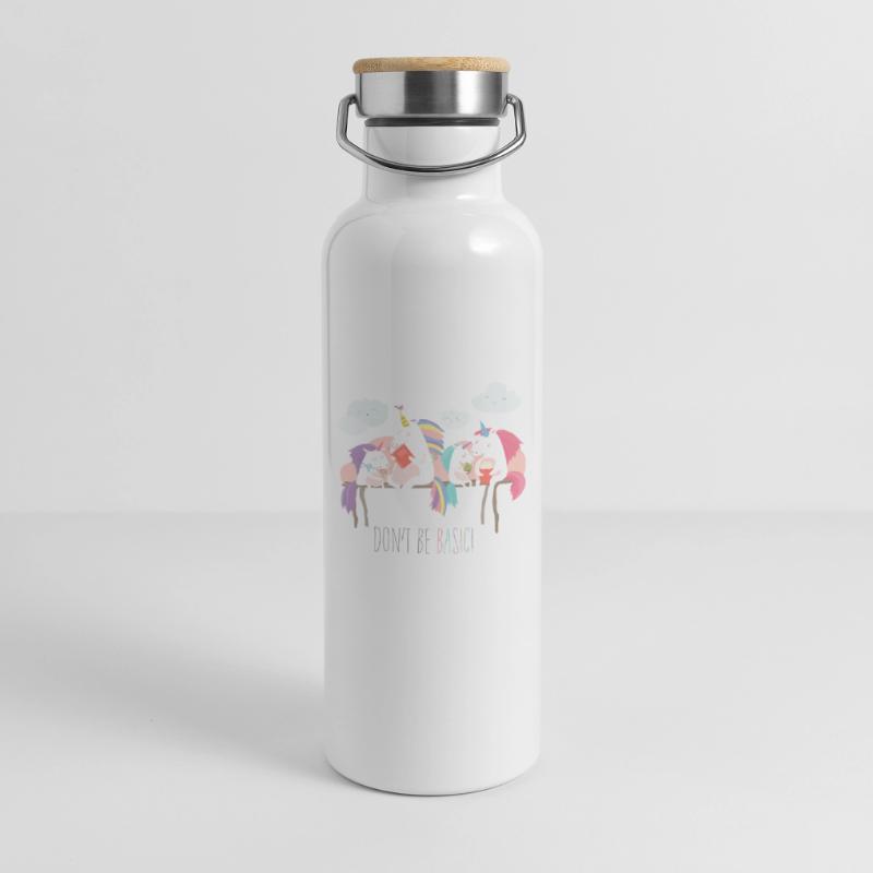 Einhorn don't be basic statement Thermosflasche mit Bambusdeckel