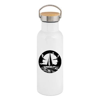 Graphic Sailing - Thermal Bottle with Bamboo Lid - white - Right