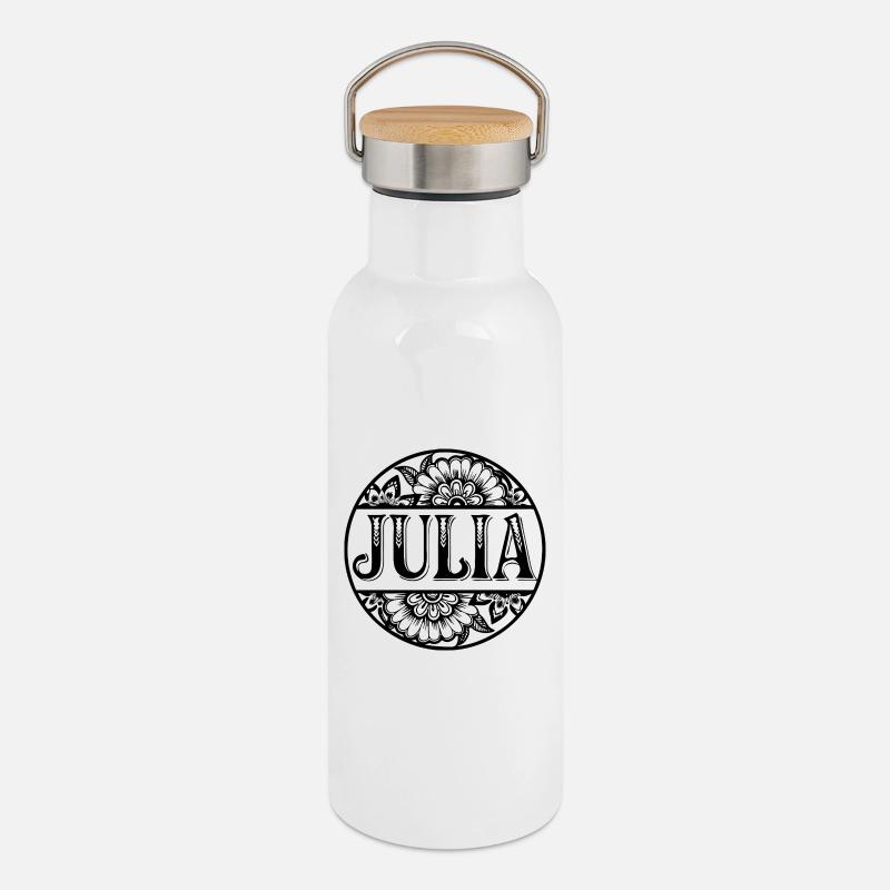 Conception de la chemise Julia - Gourde isotherme avec bouchon en bambou - blanc