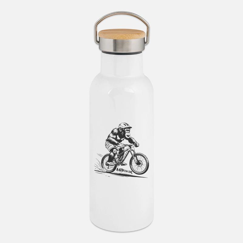 Mtb - Thermosflasche mit Bambusdeckel - Weiß