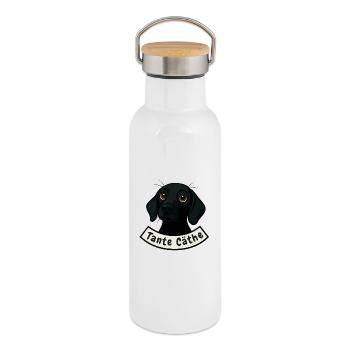Schweißhund Tante Cäthe - Thermosflasche mit Bambusdeckel - Weiß - Rechts