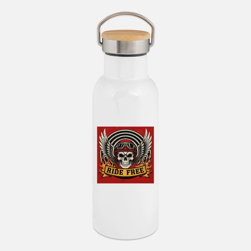 Ride Free - Thermal Bottle with Bamboo Lid - white