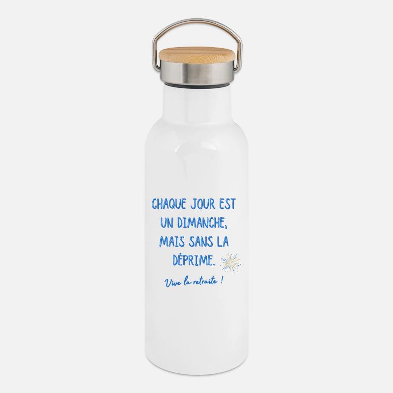 Es lebe der Ruhestand - Thermosflasche mit Bambusdeckel - Weiß