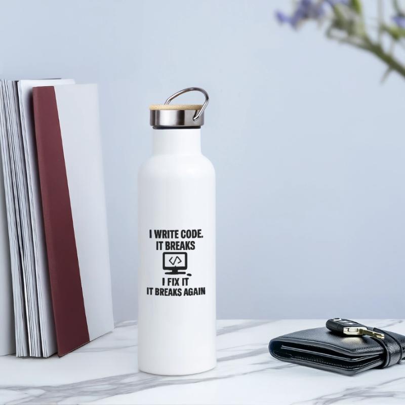 I Write Code – Funny Programmer T-Shirt Thermosflasche mit Bambusdeckel