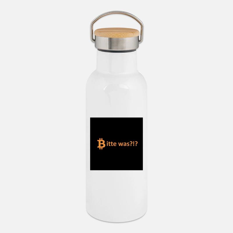 Bitcoin please what saying - Thermal Bottle with Bamboo Lid - white