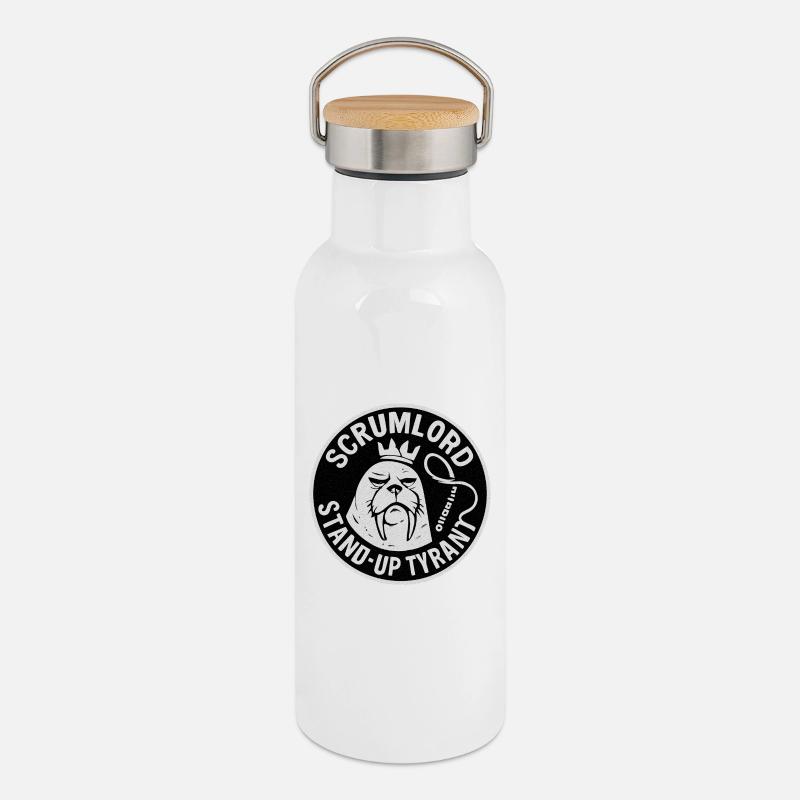 Scrum Lord StandUp Tyrant - Thermosflasche mit Bambusdeckel - Weiß