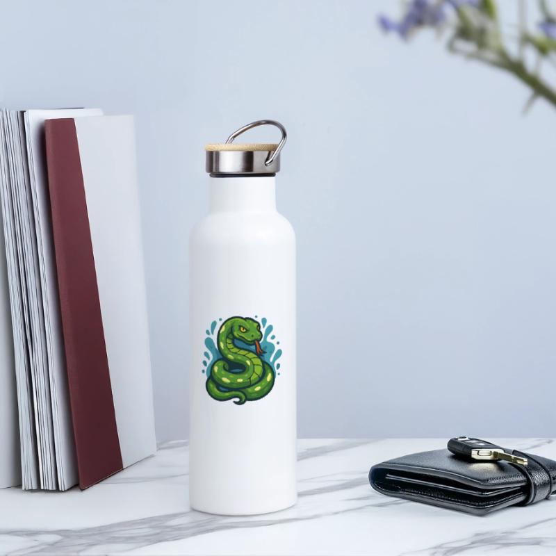 Arbre vert Python serpent en vague Gourde isotherme avec bouchon en bambou