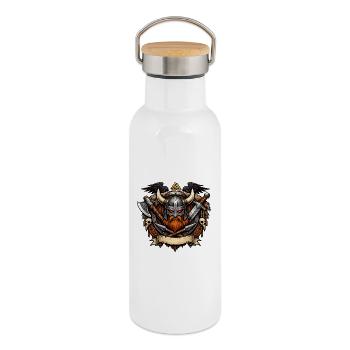 Wikinger Krieger Helm - Thermosflasche mit Bambusdeckel - Weiß - Rechts