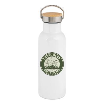 Regenwurm Bodenverbesserer Kompostierer Garten - Thermosflasche mit Bambusdeckel - Weiß - Rechts