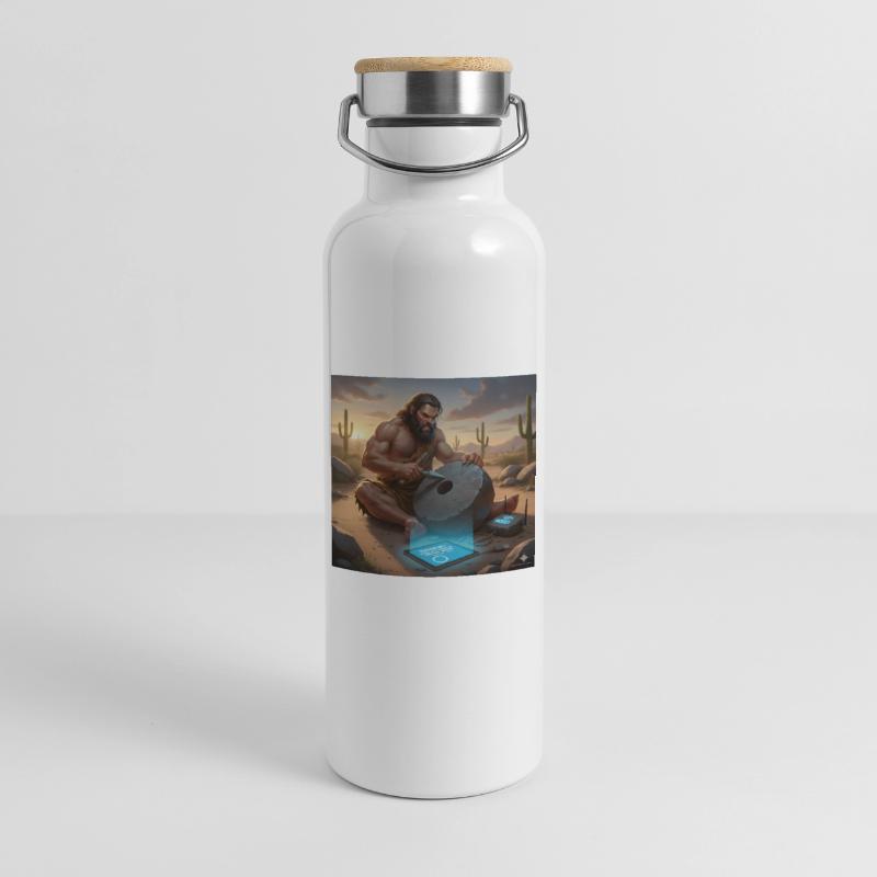 Caveman Tech Support - The First Tutorial Thermal Bottle with Bamboo Lid