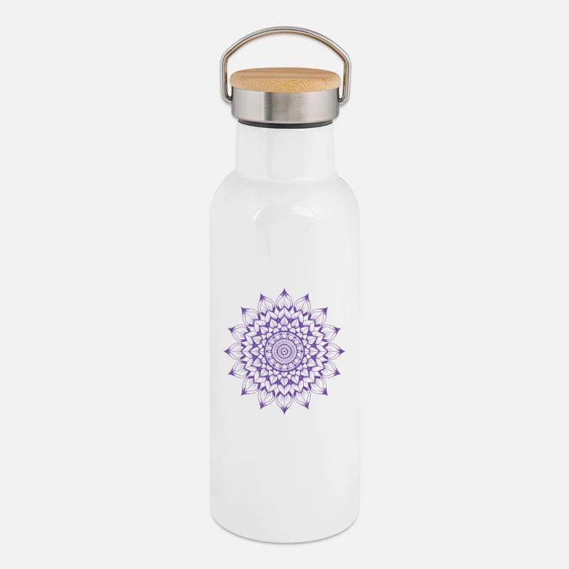 Mandala - Thermal Bottle with Bamboo Lid - white