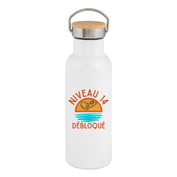 Level 14 Freigeschaltetes Jubiläumspaar - Thermosflasche mit Bambusdeckel - Weiß - Rechts