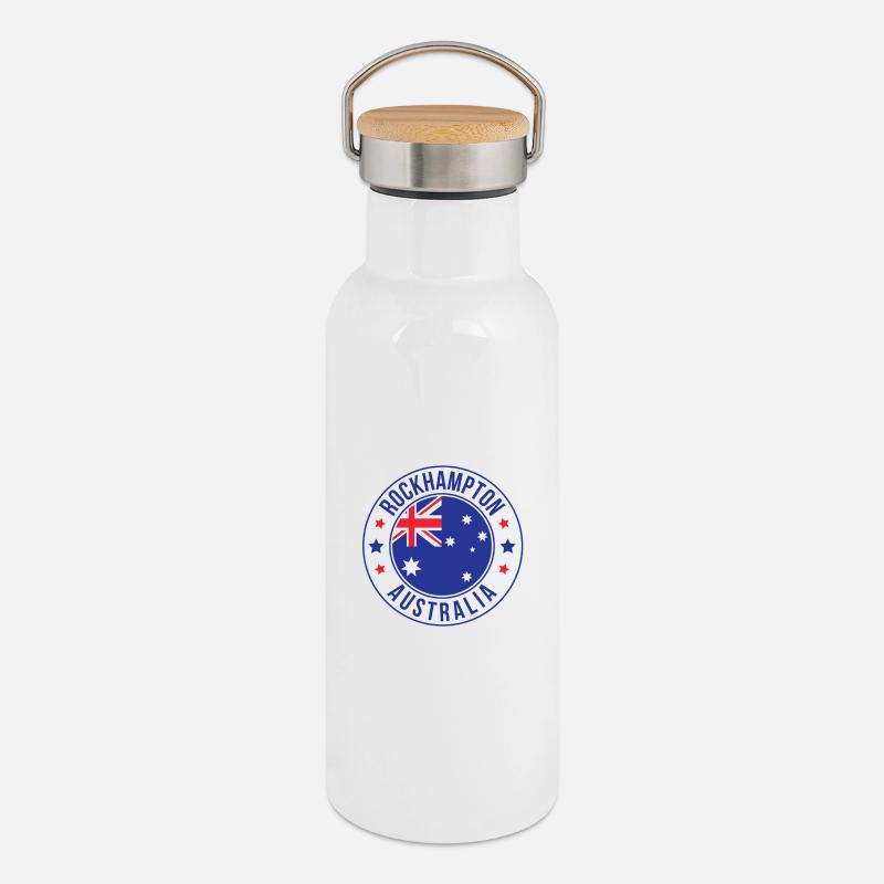 Rockhampton Australia Emblem - Thermal Bottle with Bamboo Lid - white