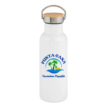 Plage de Punta Cana - Gourde isotherme avec bouchon en bambou - blanc - Droite