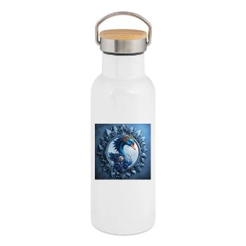 Blue Phoenix Crest in Frame - Thermal Bottle with Bamboo Lid - white - Right