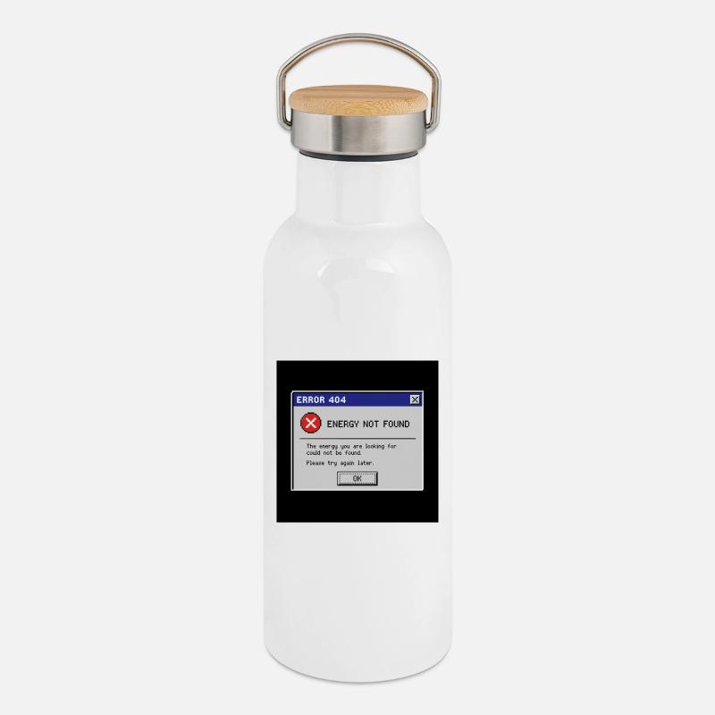 Error 404 Energy Not Found - Thermal Bottle with Bamboo Lid - white