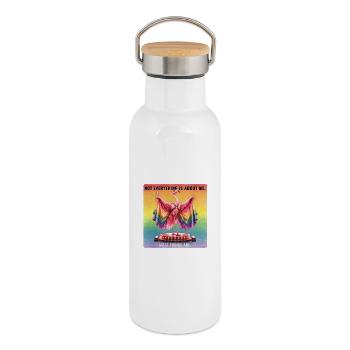 Gay Pride Flamingo Rainbow Design - Thermosflasche mit Bambusdeckel - Weiß - Rechts