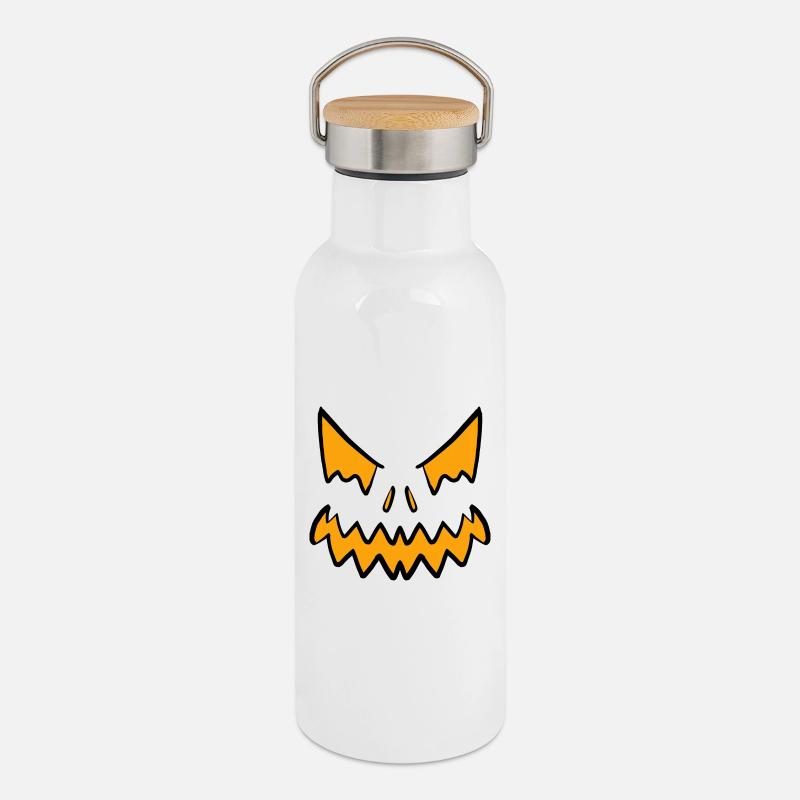 Halloween Face 1/2024 - Thermal Bottle with Bamboo Lid - white