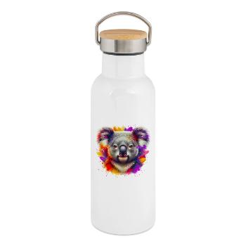 Koala - Thermal Bottle with Bamboo Lid - white - Right