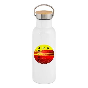 SunShine Fire Sunset Summer Sun Fire - Thermal Bottle with Bamboo Lid - white - Right