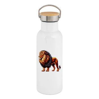 Lion - Thermal Bottle with Bamboo Lid - white - Right