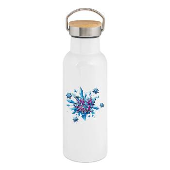 Schneekristall Explosion - Thermosflasche mit Bambusdeckel - Weiß - Rechts
