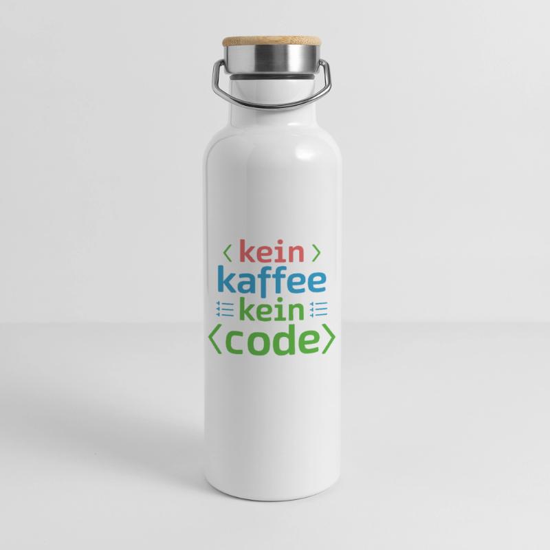 Kein Kaffee Kein Code Programmierer Informatiker Thermosflasche mit Bambusdeckel