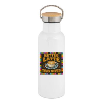 Better Latte Than Never - Thermal Bottle with Bamboo Lid - white - Right