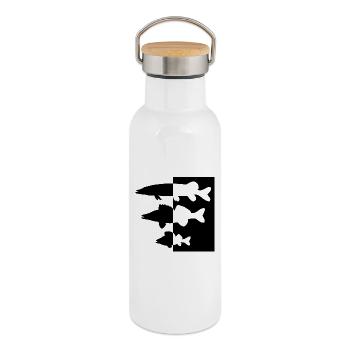 Pike and zander perch - Thermal Bottle with Bamboo Lid - white - Right