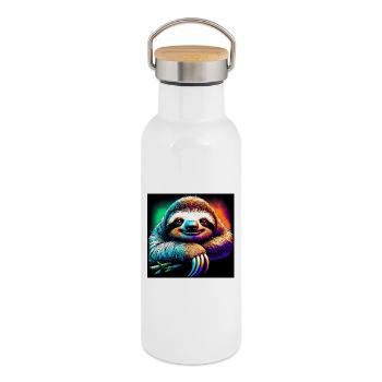 sloth - Thermal Bottle with Bamboo Lid - white - Right