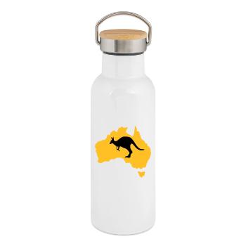 Australie - Gourde isotherme avec bouchon en bambou - blanc - Droite