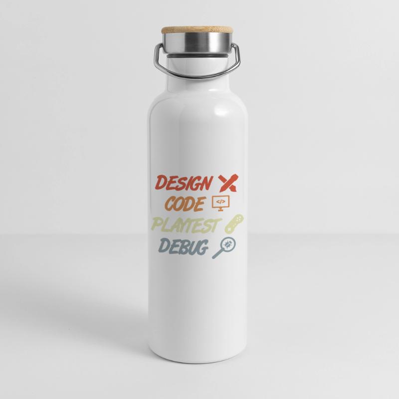 Game Development Process Thermal Bottle with Bamboo Lid