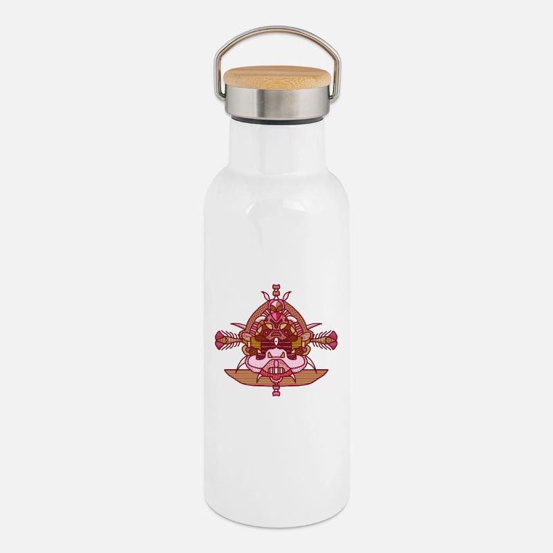 Bouddha assis - Gourde isotherme avec bouchon en bambou - blanc