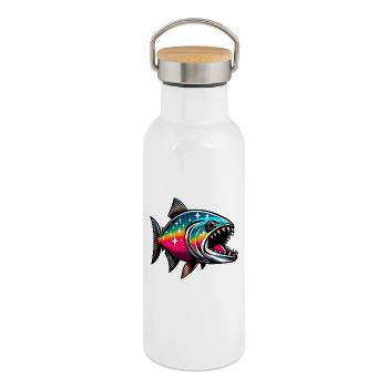 Piranha - Gourde isotherme avec bouchon en bambou - blanc - Droite