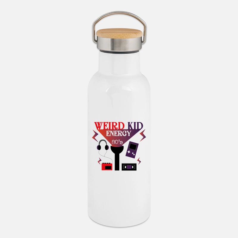Weird Energy - Gourde isotherme avec bouchon en bambou - blanc