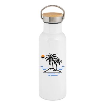 Île Palm - Gourde isotherme avec bouchon en bambou - blanc - Droite