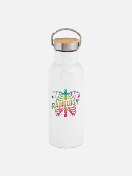 Regenbogen Radiologie Rippen - Thermosflasche mit Bambusdeckel - Weiß