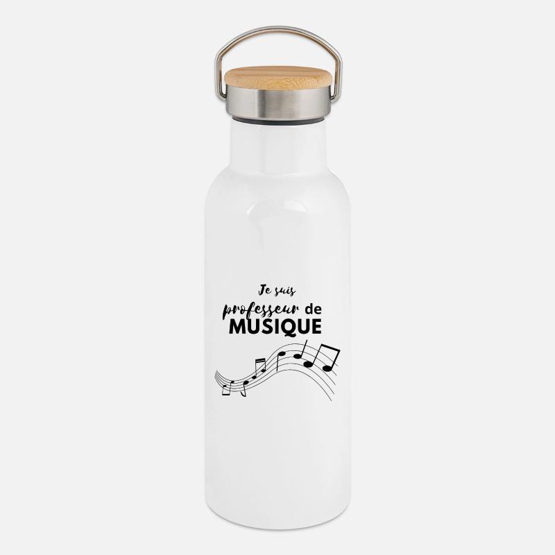 Ich bin Musiklehrerin - Thermosflasche mit Bambusdeckel - Weiß