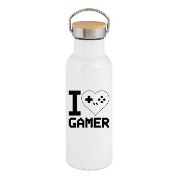 I Love Gamer - Thermosflasche mit Bambusdeckel - Weiß - Rechts