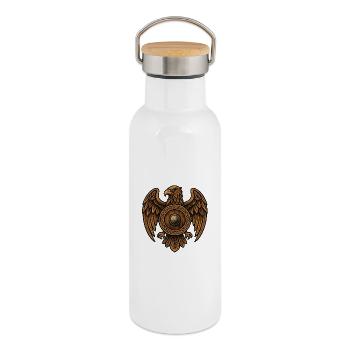 Golden Eagle Round Shield - Thermal Bottle with Bamboo Lid - white - Right