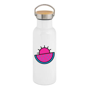 Watermelon Sun 90s Pop Art - Thermal Bottle with Bamboo Lid - white - Right